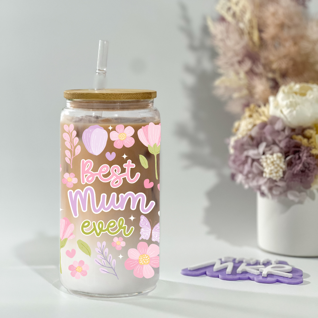 Best Mum Ever Glass Can Cup