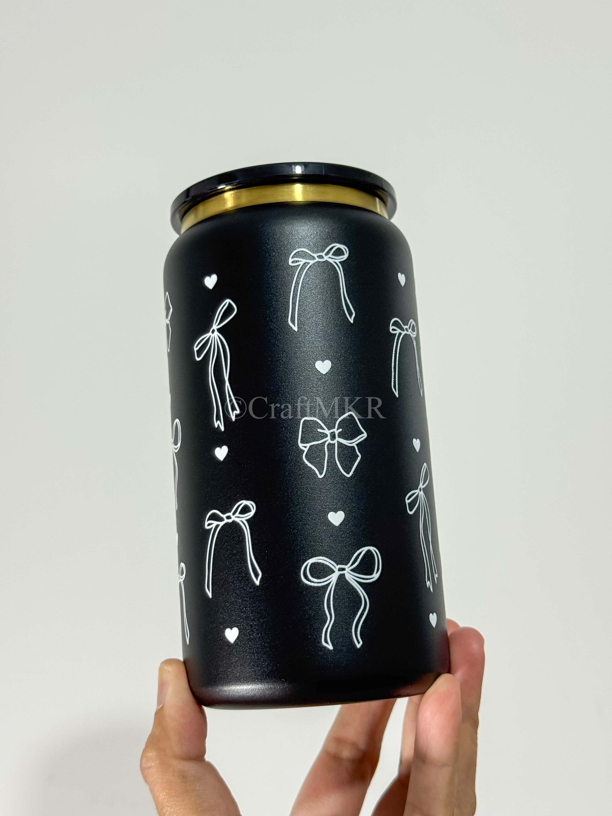 Black Bows and Hearts Insulated Can Cup.jpg