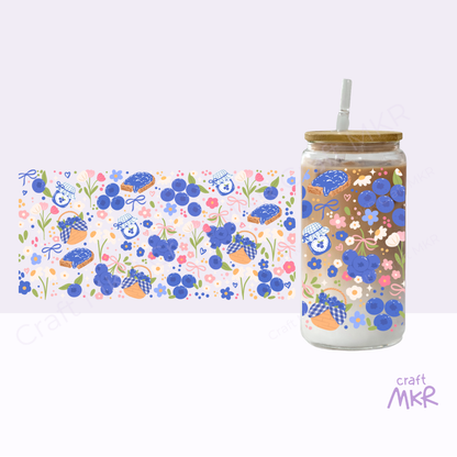 Blueberry Picnic Glass Can Cup