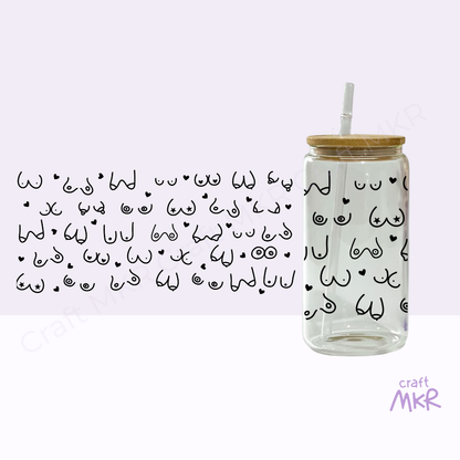 Boob Doodle Glass Can Cup