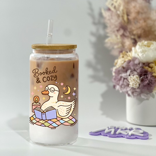 Booked & Cozy Duck Glass Can Cup
