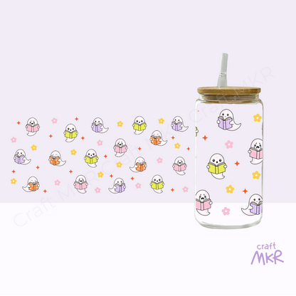 Bookish Ghosties Glass Can Cup
