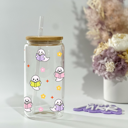 Bookish Ghosties Glass Can Cup