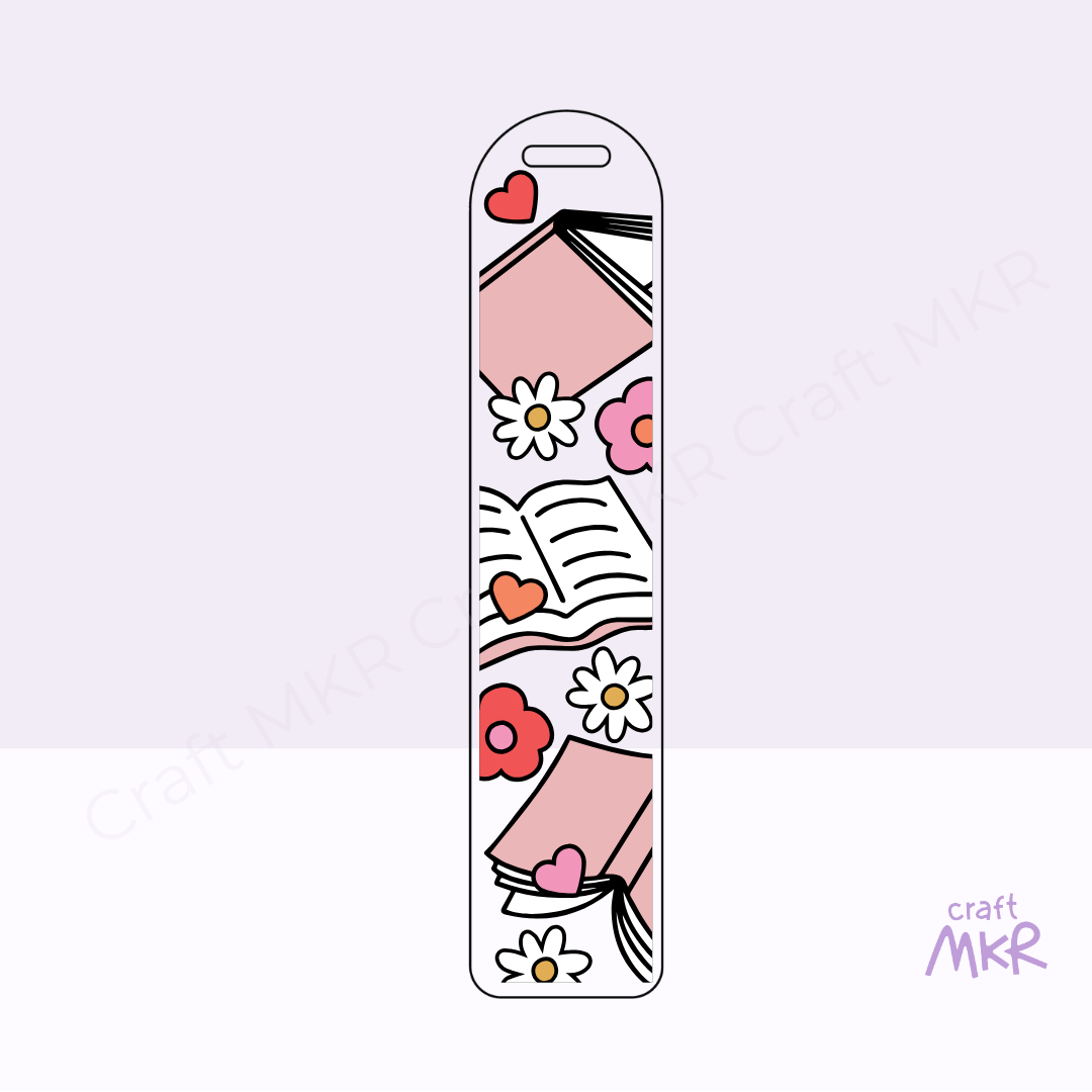 Books_and_Flowers Bookmark Design