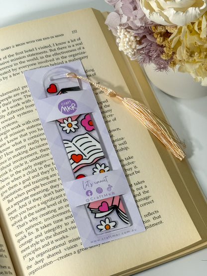 Books and Flowers Bookmark with Bookmark Sleeve