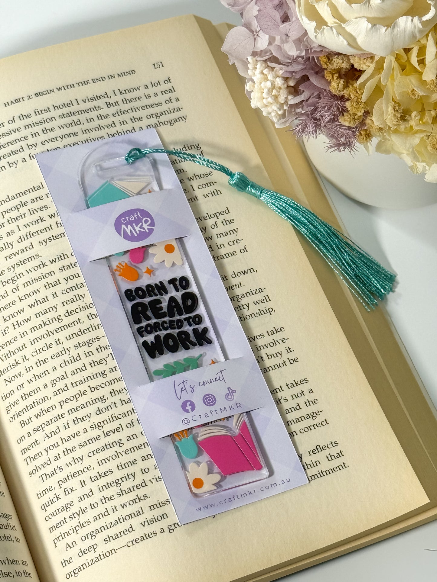 Born to Read Forced to Work Bookmark with Bookmark Sleeve