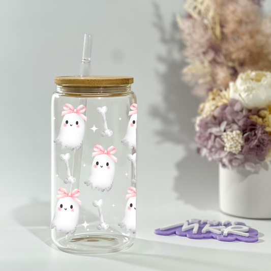 Bow Ghosties Glass Can Cup