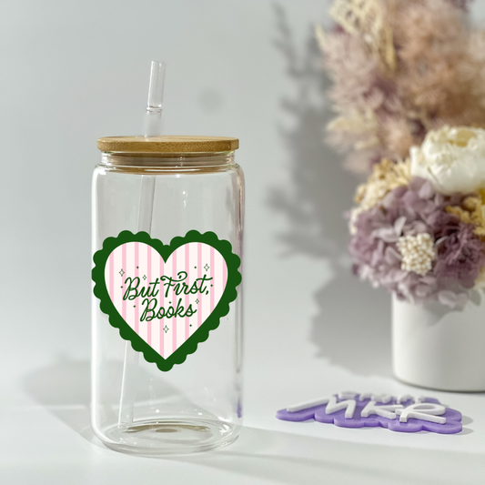 But First Books Glass Can Cup