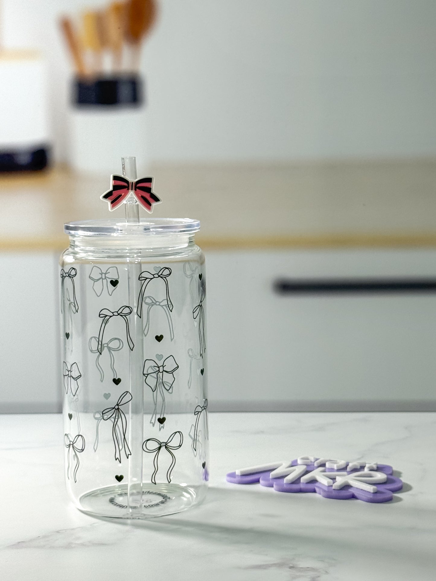 Little Black Bows Dishwasher Safe Glass Can Cup