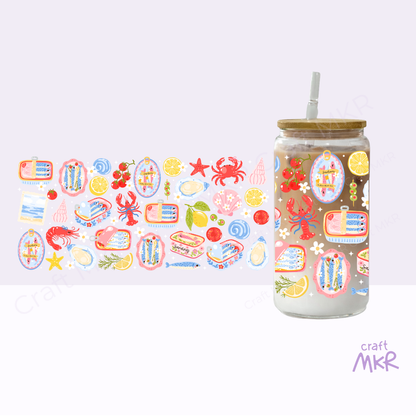 Coastal Seafood Glass Can Cup