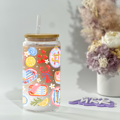 Coastal Seafood Glass Can Cup