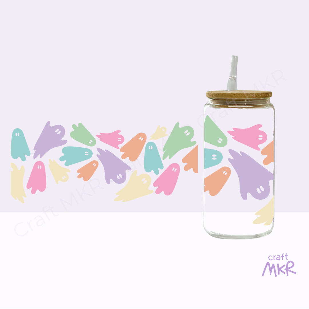 Colourful Ghosties Glass Can Cup
