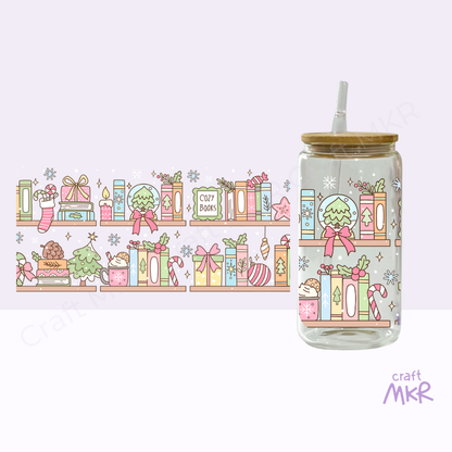 Cozy Christmas Bookshelf Can Cup