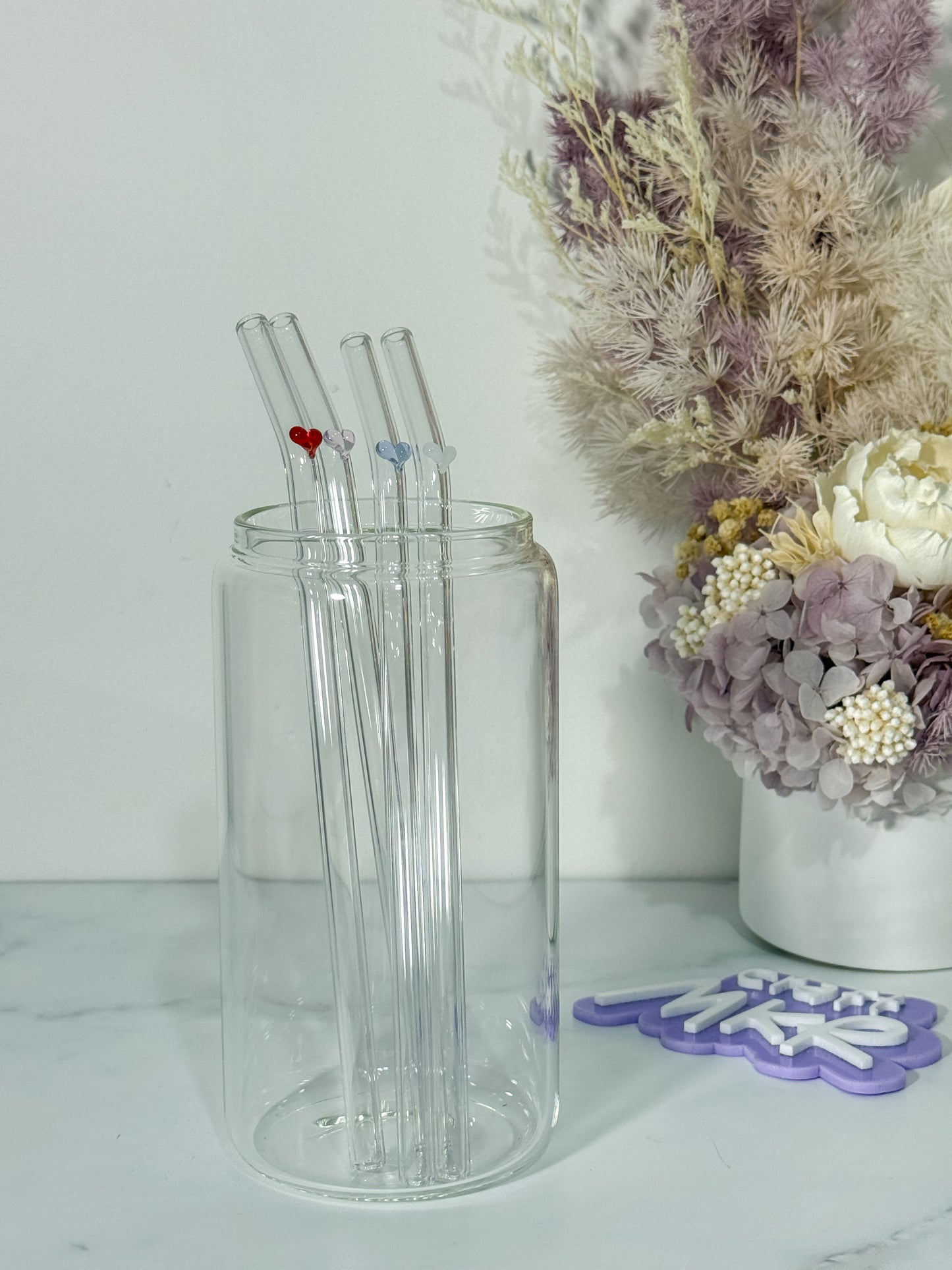 Heart Glass Straws