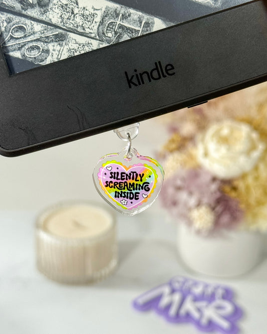 Silently Screaming Inside Dust Plug Charm / Kindle Charm