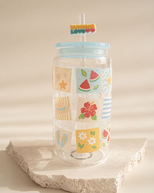 Endless Summer Dishwasher Safe Glass Can Cup