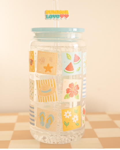 Endless Summer Dishwasher Safe Glass Can Cup