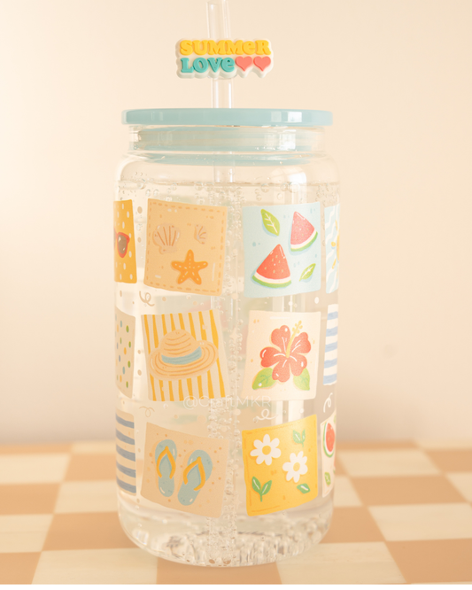 Endless Summer Dishwasher Safe Glass Can Cup
