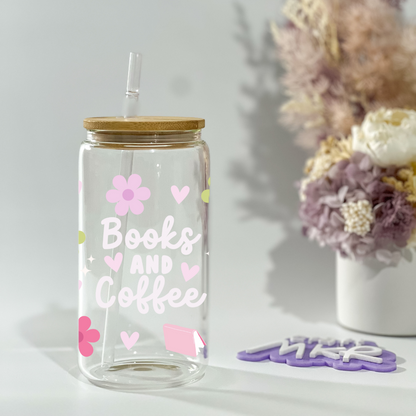 Floral Books and Coffee Can Cup