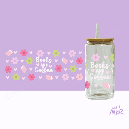 Floral Books and Coffee Can Cup