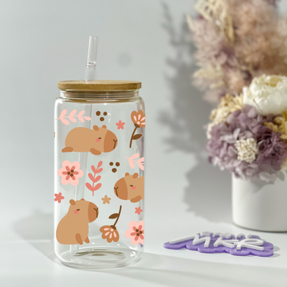 Floral Capybara Can Cup