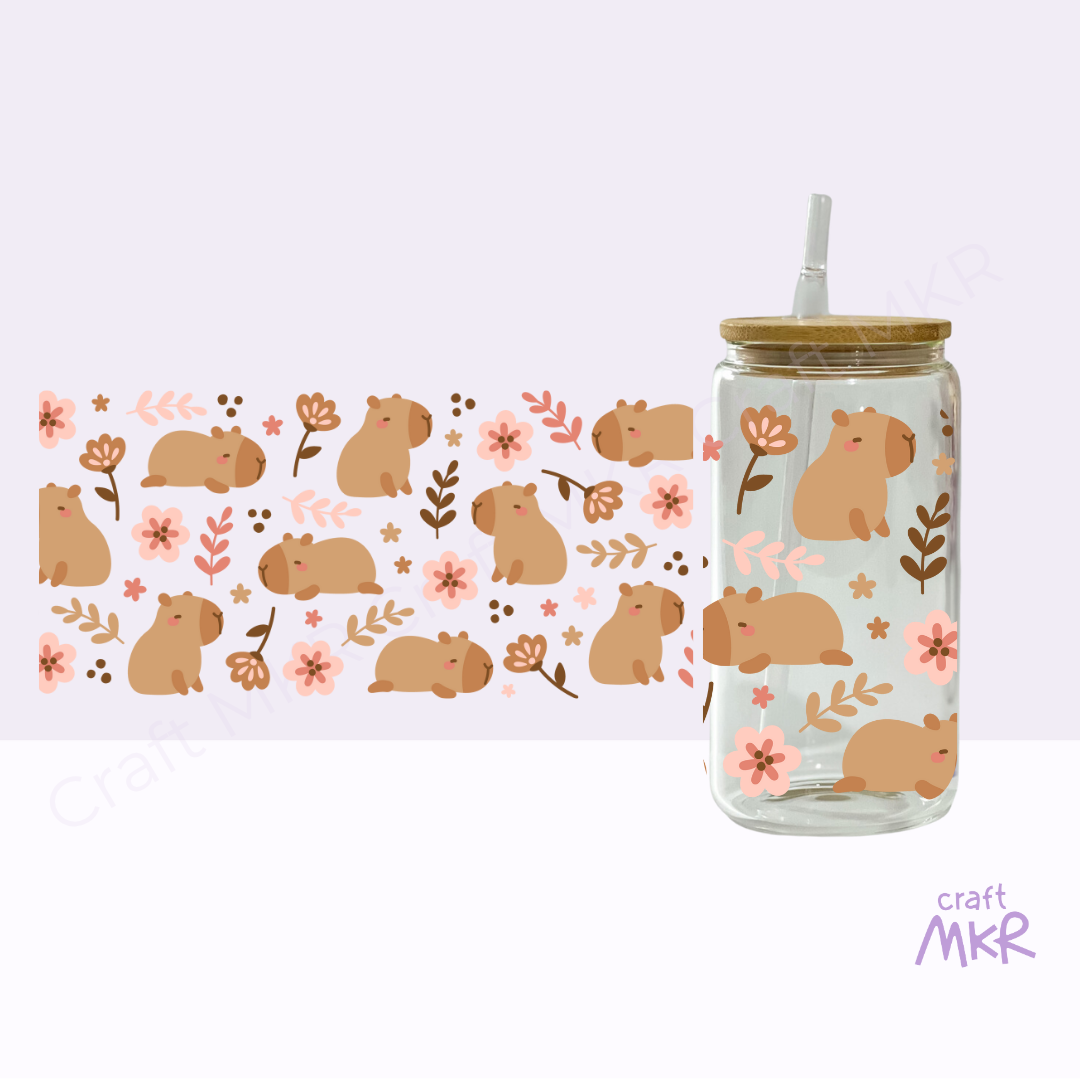 Floral Capybara Can Cup