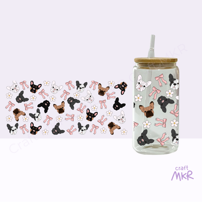 French Bulldog, Bows and Flowers Can Cup