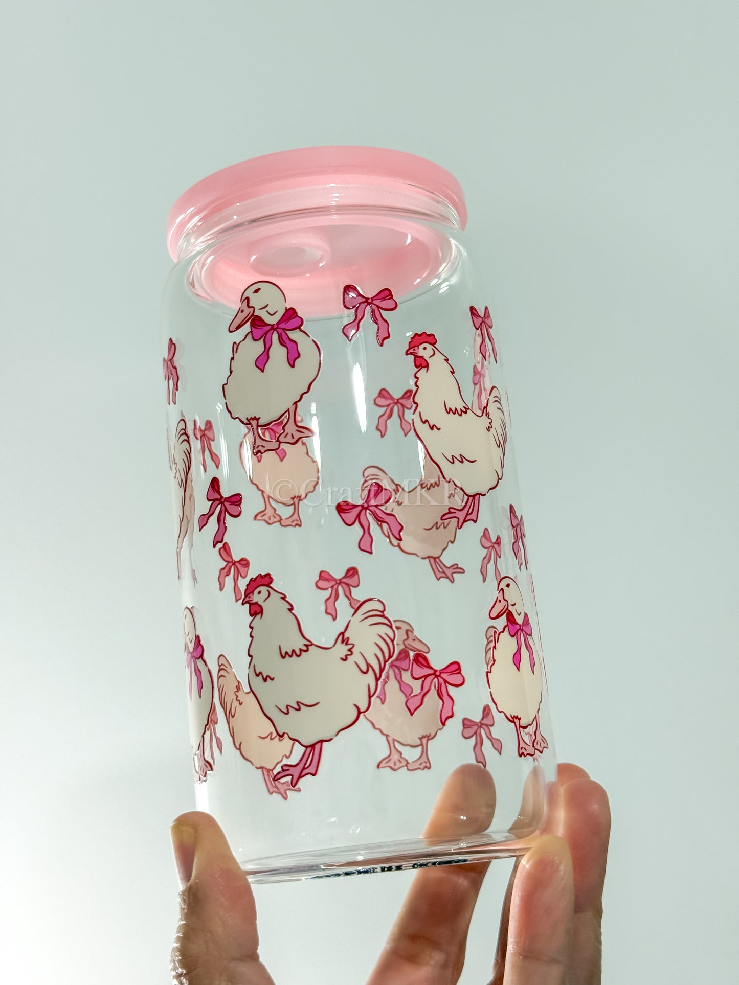 Coquette Farm Friends Glass Can Cup