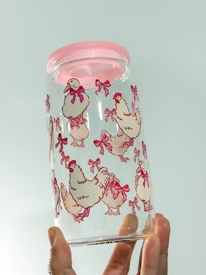Coquette Farm Friends Glass Can Cup