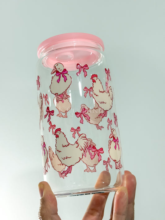 Coquette Farm Friends Glass Can Cup