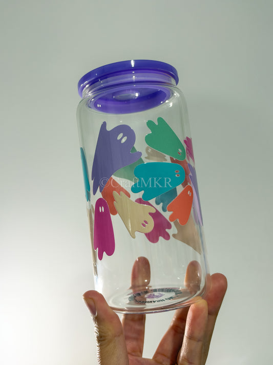 Colourful Ghosties Glass Can Cup
