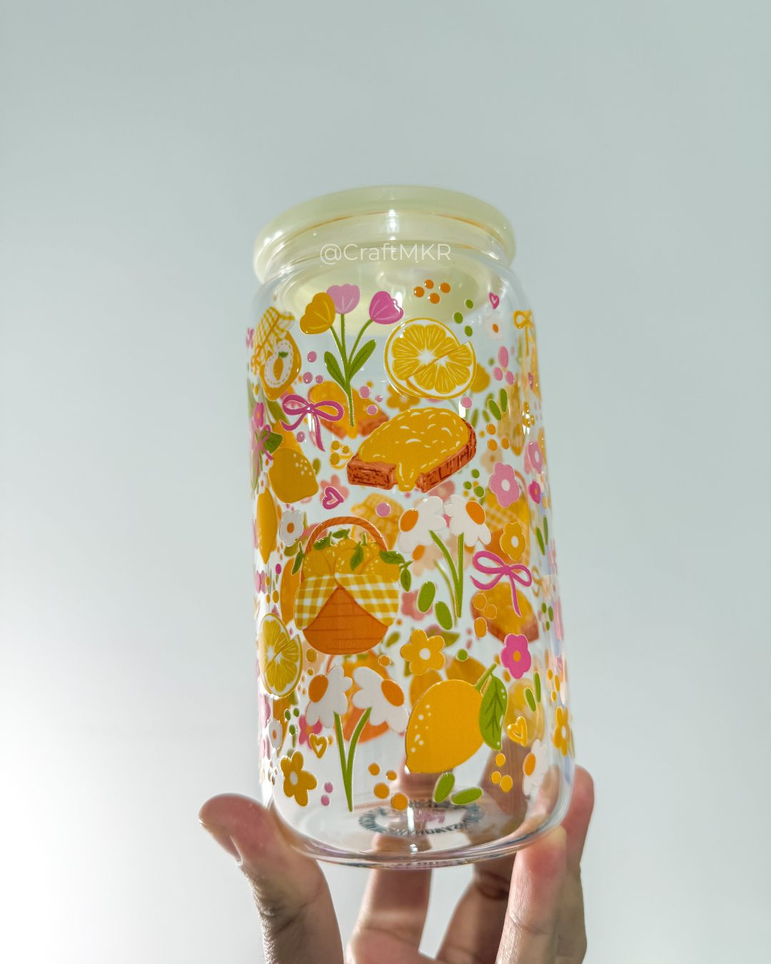 Lemon Picnic Glass Can Cup