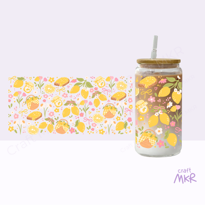 Lemon Picnic Glass Can Cup
