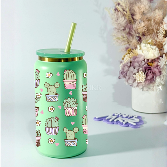 Light Green Insulated Can Cup with Lid & Straw (16 oz)