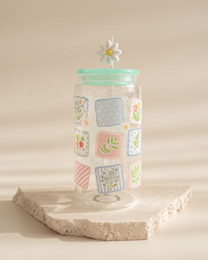 Little Blooms Dishwasher Safe Glass Can Cup