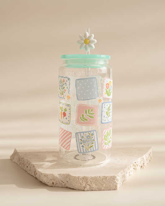 Little Blooms Dishwasher Safe Glass Can Cup