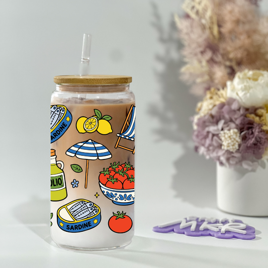 Mediterranean Summer Glass Can Cup