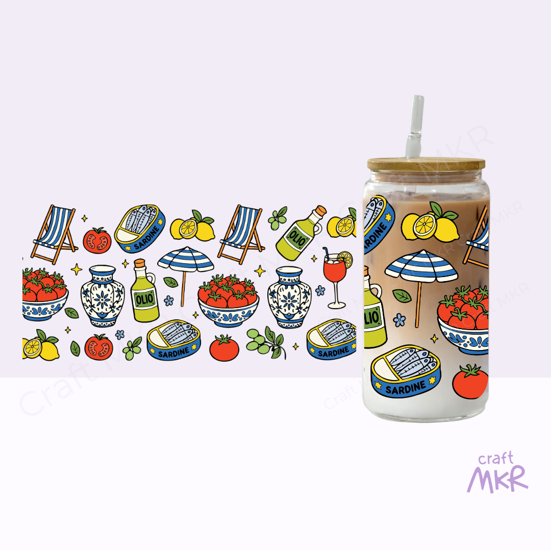 Mediterranean Summer Glass Can Cup