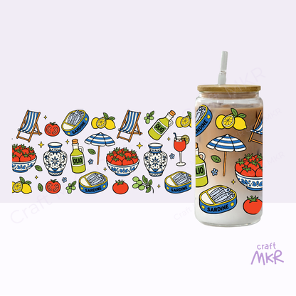 Mediterranean Summer Glass Can Cup