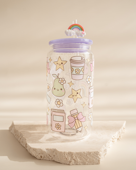 Happy Things Dishwasher Safe Glass Can Cup