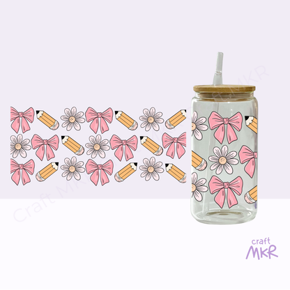 Pencil Bows and Blooms Can Cup