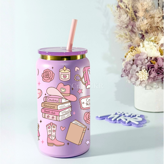 Pink Insulated Can Cup with Lid & Straw (16 oz)
