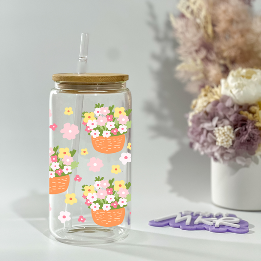 Pink Basket Blooms Can Cup