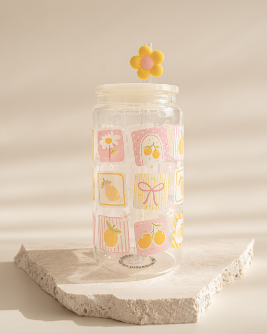 Pink Lemonade Dishwasher Safe Glass Can Cup