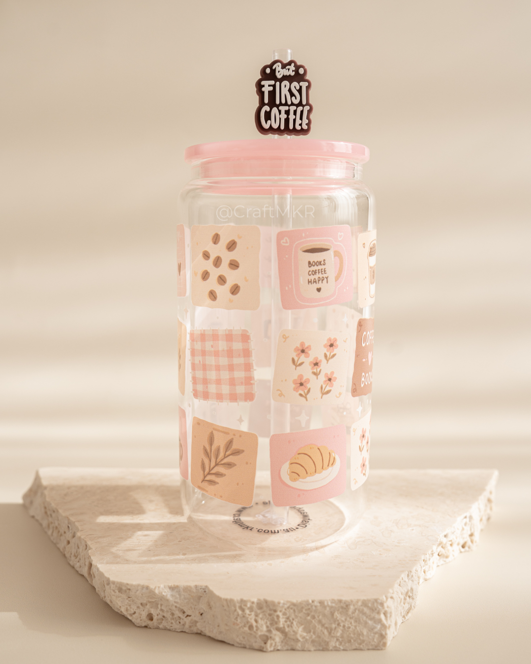 Slow Mornings Dishwasher Safe Glass Can Cup