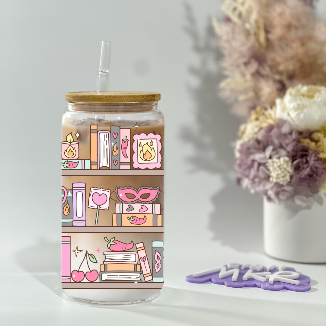 Smutty Bookshelf Glass Can Cup