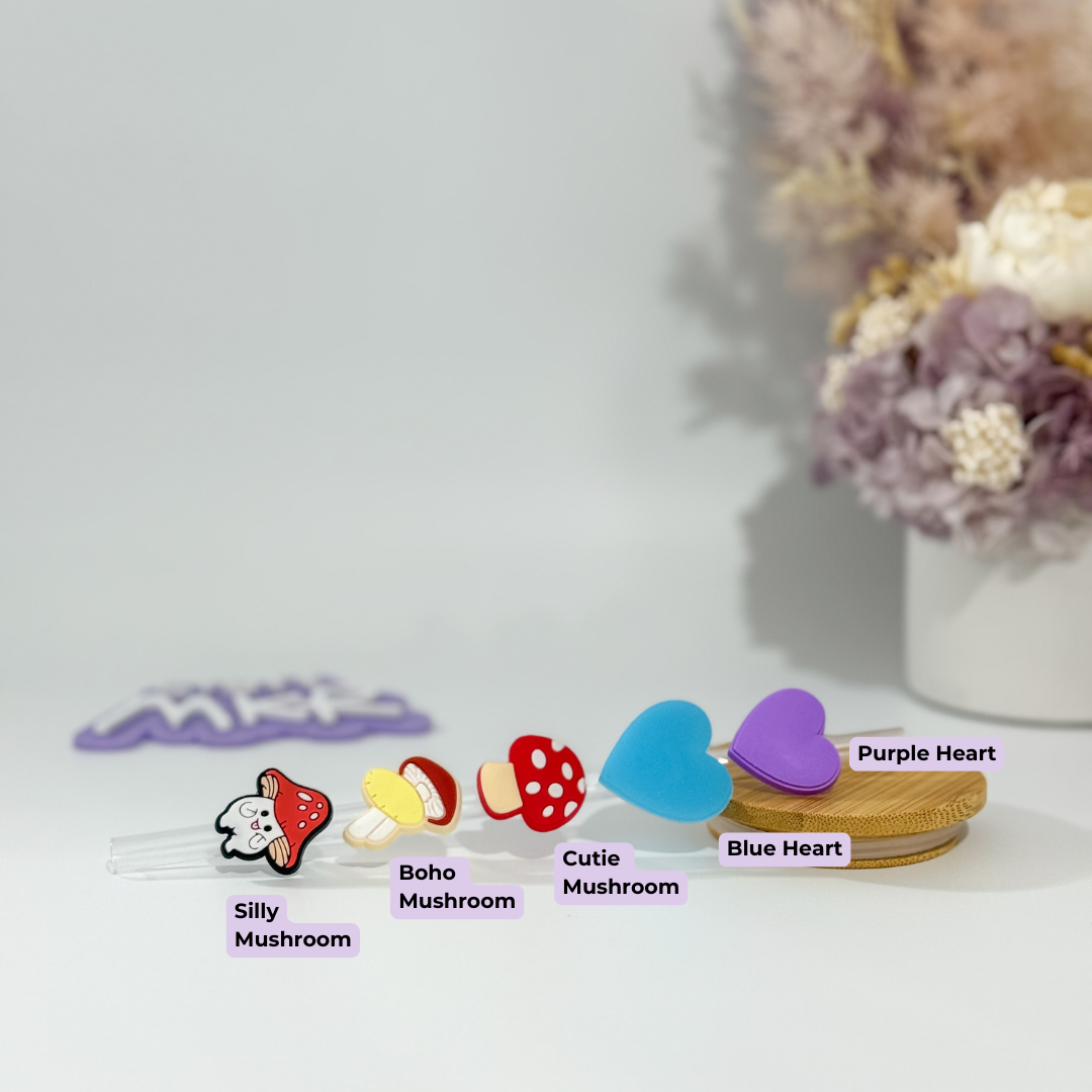 Straw Charms - Girly & Aesthetic, Western Vibes, Food & Mushrooms, Kawaii Cuties