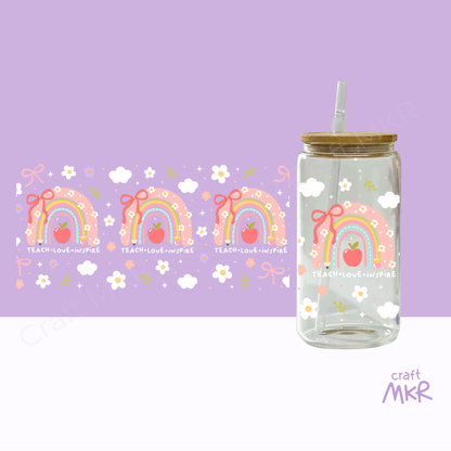 Teacher Floral Rainbow Can Cup