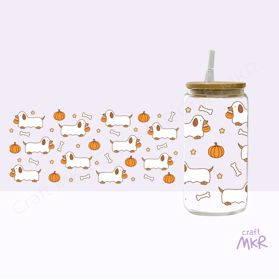 Trick or Treat Pup Glass Can Cup