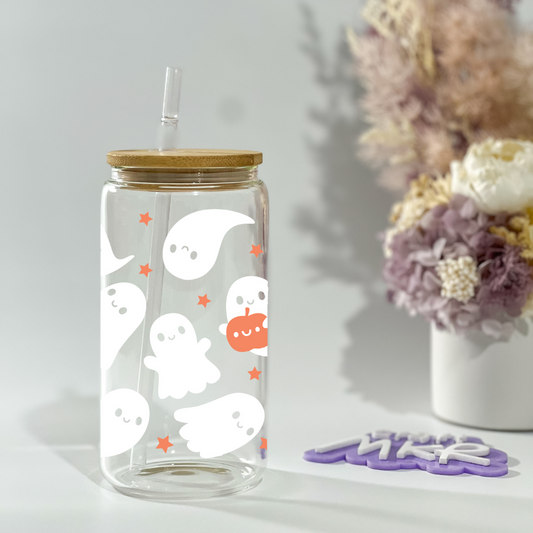 White Ghosts with Pumpkins Can Cup